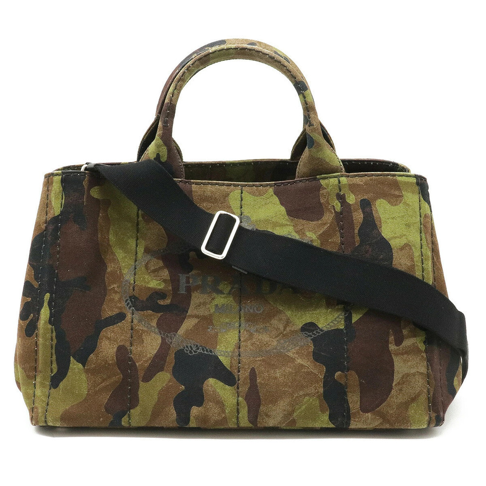 Prada Canapa Camouflage Tote Bag Shoulder MIMETICO Green Multicolor